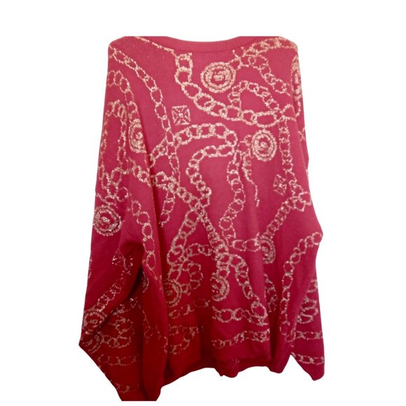 C.S.T. Studio Red and Gold Sweater, Size 50/ US 2X - Picture 2 of 4